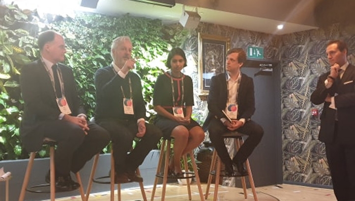 (L-R): BlackRock fund manager Evy Hambro; Ellen MacArthur Foundation chief executive Andrew Morlet; BlackRock fund manager Sumana Manohar and The Ellen MacArthur Foundation’s executive lead for plastics, fashion and finance, Rob Opsomer. 